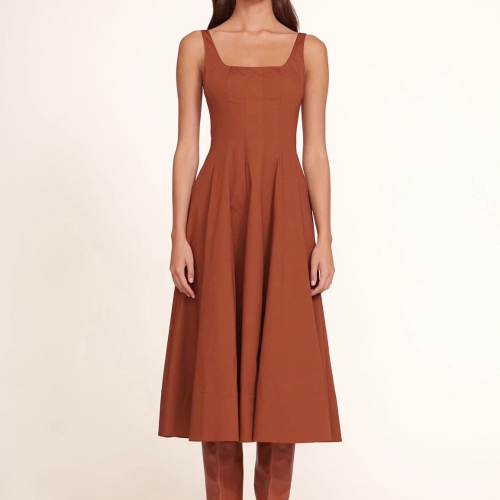 Staud Midi Wells Dress in Tan